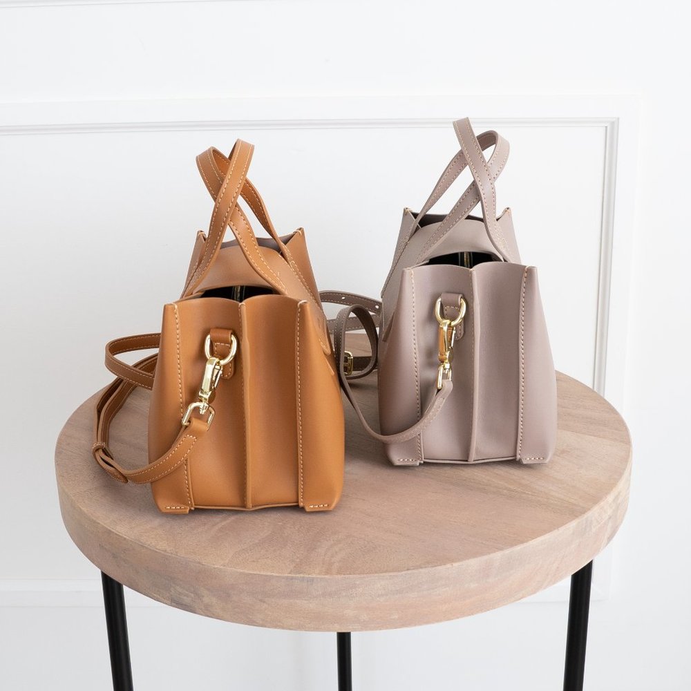 😍 Stella Mini Satchel Bag - Genuine Leather - Burnt Caramel - Picture 7 of 15